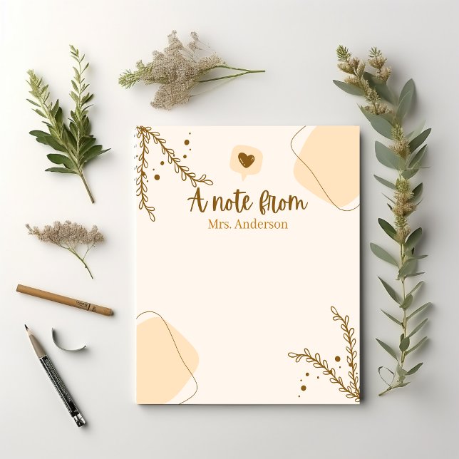 Teacher Appreciation Boho Botanical Custom Notepad (Boho teacher notepad
)