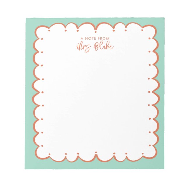 Teacher Appreciation Bold Colour Border Notepad (Front)