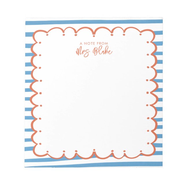 Teacher Appreciation Bold Colour Border Notepad (Front)