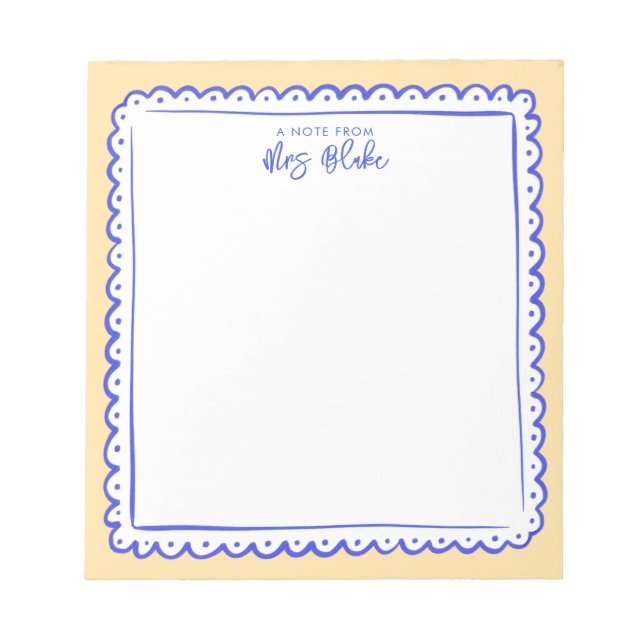 Teacher Appreciation Bold Colour Border Notepad (Front)