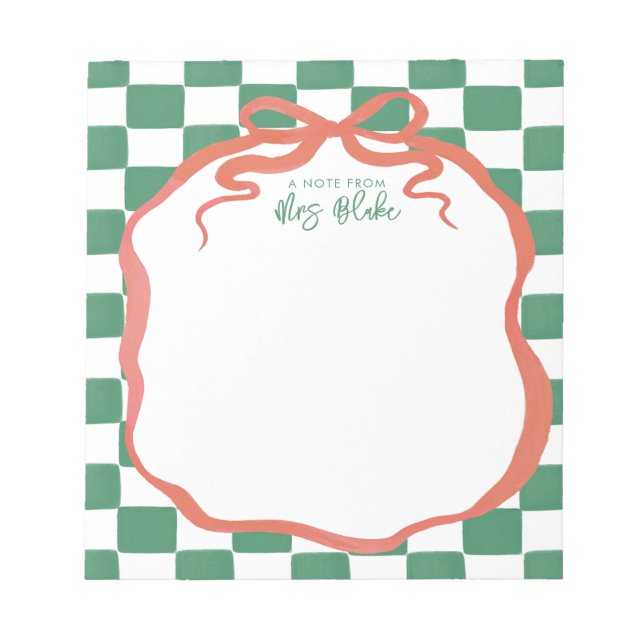 Teacher Appreciation Bold Colour Border Notepad (Front)