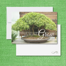 Teacher Appreciation Bonsai Tree Thank You Card