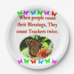 TEACHER APPRECIATION BUTTERFLY DESIGN PAPER PLATE