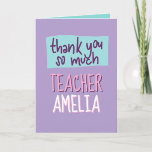 Teacher Appreciation Card, Purple Thank You Card