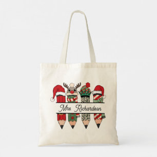 Teacher Appreciation Christmas Personalized Name Tote Bag