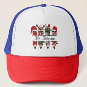 Teacher Appreciation Christmas Personalized Name Trucker Hat