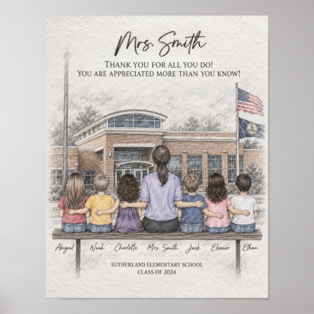 Teacher Appreciation Class Graphite Portrait Poste Poster (Front)