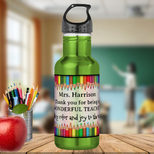 Teacher Appreciation Colourful Pencils Water Bottl 532 Ml Water Bottle