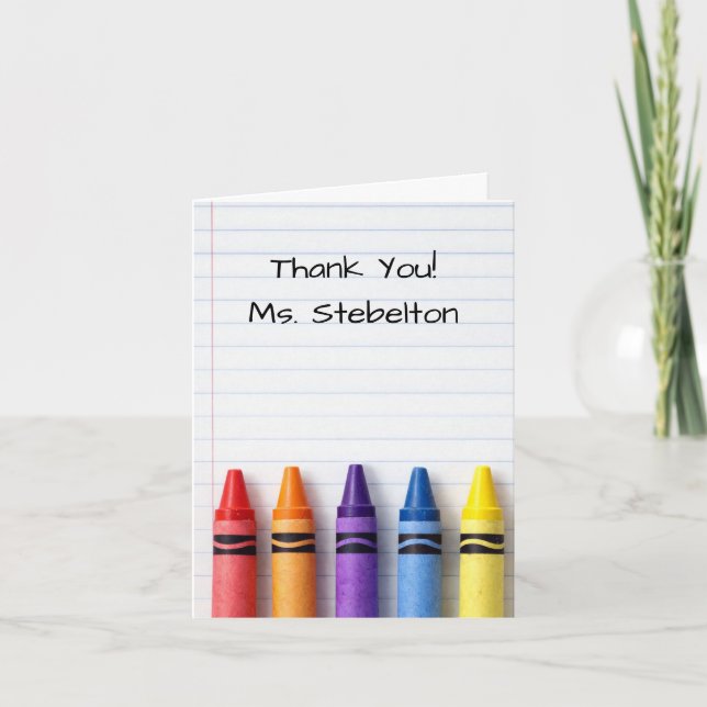 Teacher Appreciation Crayon Thank You Card (Front)