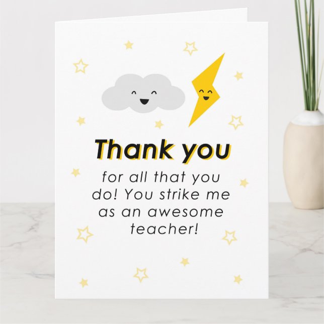 Teacher Appreciation Cute Cloud Thank You Card (Front)