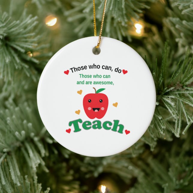 Teacher Appreciation Cute Red Apple Quote Ceramic Tree Decoration (Tree)