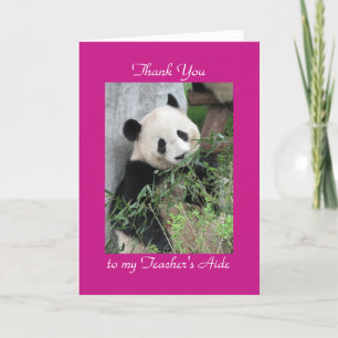 Teacher Appreciation Day Aide Greeting Card, Panda Thank You Card