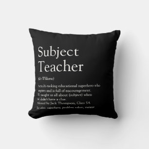Teacher Appreciation Definition Black and White Cushion