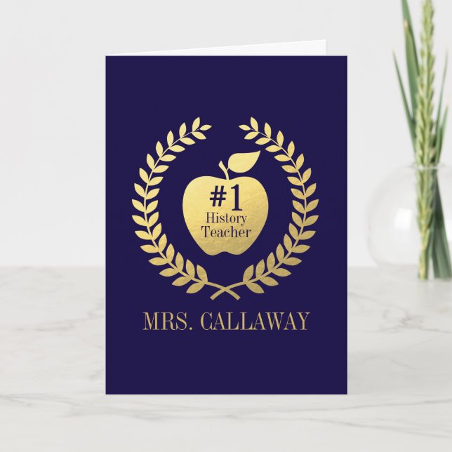 Teacher Appreciation Faux Gold Foil Custom Name Thank You Card (Front)