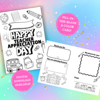 Teacher Appreciation Fill In The Blank Card