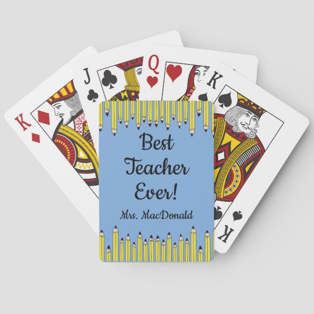 Teacher appreciation gift best teacher ever playing cards (Back)