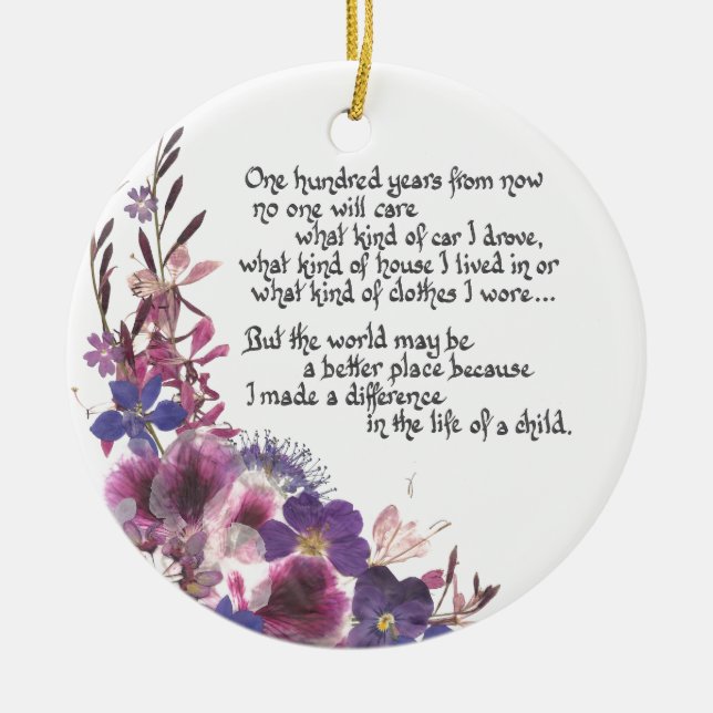 Teacher Appreciation Gift Ceramic Tree Decoration (Front)