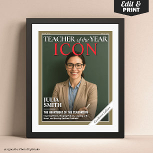 Teacher Appreciation Gift, Custom Magazine Cover  Poster