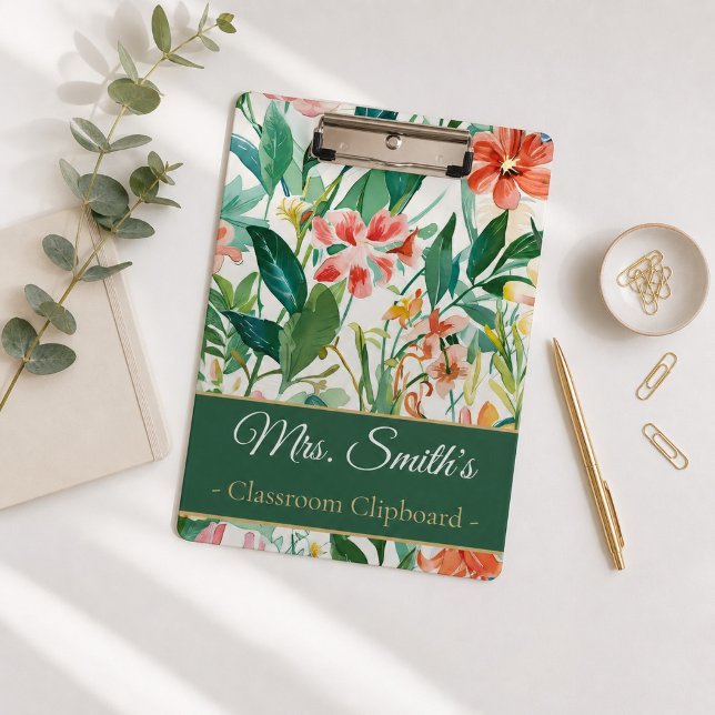 Teacher Appreciation Gift Floral Personalised Clipboard (Creator Uploaded)