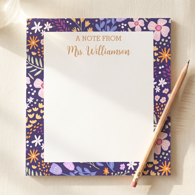 Teacher Appreciation Gift Floral Personalised  Notepad (Creator Uploaded)