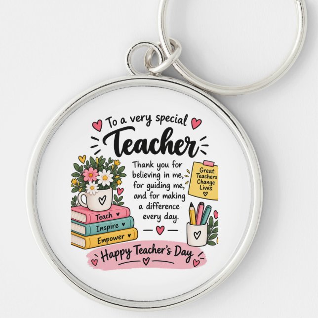 Teacher Appreciation Gift | Happy Teacher's Day  Key Ring (Front)