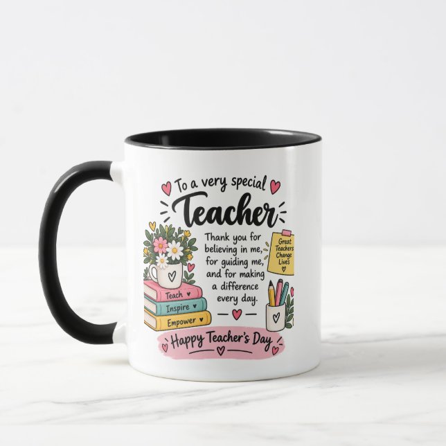 Teacher Appreciation Gift | Happy Teacher's Day  Mug (Left)