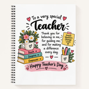 Teacher Appreciation Gift Happy Teacher's Day Notebook