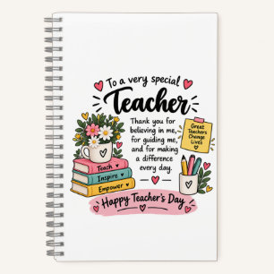 Teacher Appreciation Gift Happy Teacher's Day Notebook