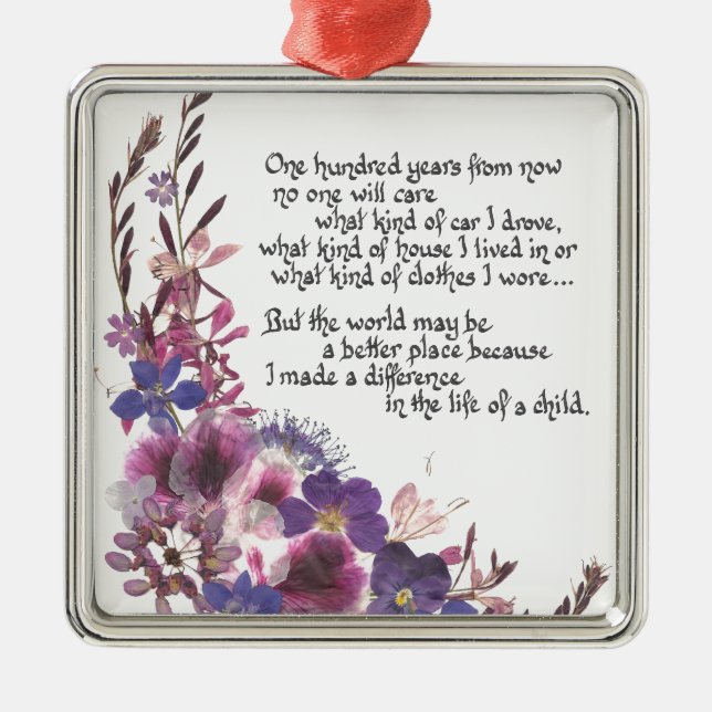 Teacher Appreciation Gift Metal Tree Decoration (Front)
