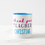 Teacher Appreciation Gift, Personalised Thank You  Two-Tone Coffee Mug<br><div class="desc">Express your appreciation to your teacher with this colourful personalised Thank You mug.</div>