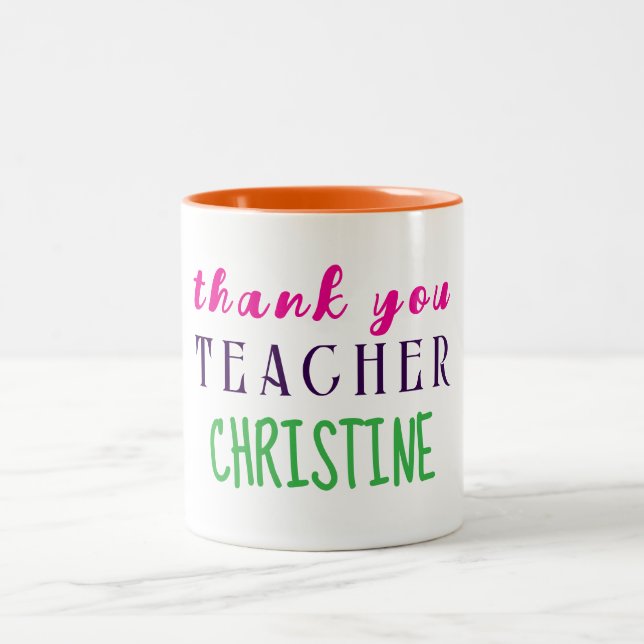 Teacher Appreciation Gift, Personalised Thank You  Two-Tone Coffee Mug (Center)