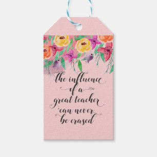 Teacher appreciation gift tag floral blush pink