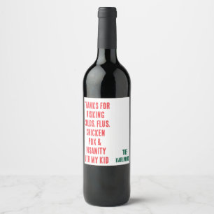 Teacher Appreciation Gift Wine Label