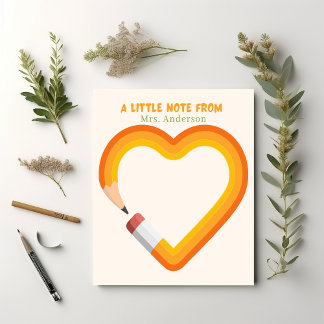 Teacher Appreciation Heart Pencil Custom Notepad