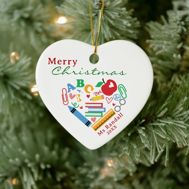 Teacher Appreciation Merry Christmas Ornament (Tree)