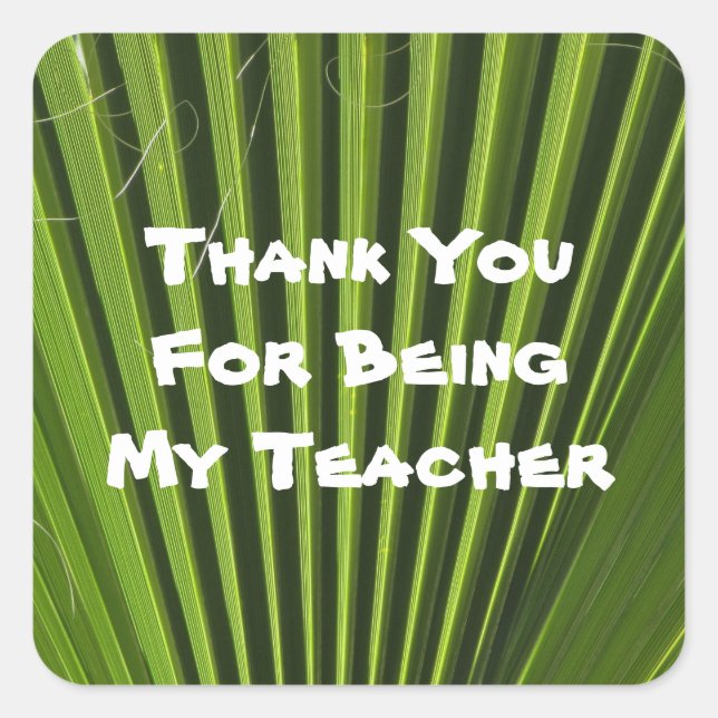 Teacher Appreciation Palm Leaf Photo Thank You Square Sticker (Front)