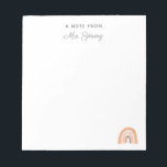 Teacher Appreciation Personalised Boho Rainbow Notepad<br><div class="desc">Personalised notepads make great gifts for teachers.  This notepad features a boho rainbow theme and all text can be personalised.  This will make a great back to school,  christmas or end of year gift for any teacher.</div>