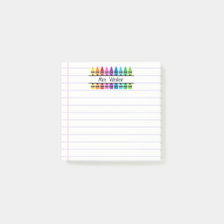 Teacher Appreciation Personalised Crayon Lined Post-it Notes