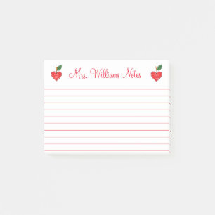 teacher appreciation personalised cute hearts red post-it notes