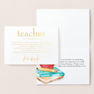 Teacher Appreciation Personalised Gold Foil Foil Card