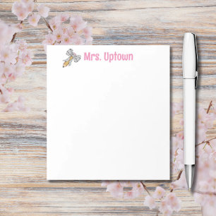 Teacher appreciation personalised pencil with bow notepad
