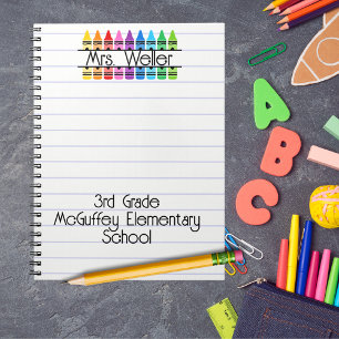 Teacher Appreciation Personalised Red Crayon Lined Notebook