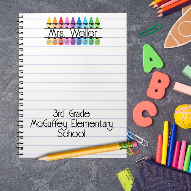 Teacher Appreciation Personalised Red Crayon Lined Notebook (Creator Uploaded)