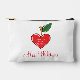 teacher appreciation personalised red heart accessory pouch