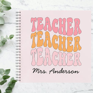 Teacher Appreciation Personalised With Name Retro Notebook