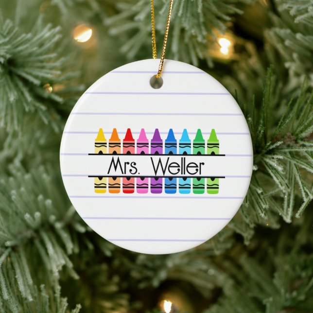 Teacher Appreciation Personalized Crayon Lined Ceramic Tree Decoration (Tree)