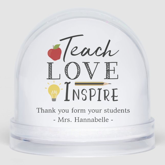 Teacher appreciation photo gift personalised snowglobe (Front)