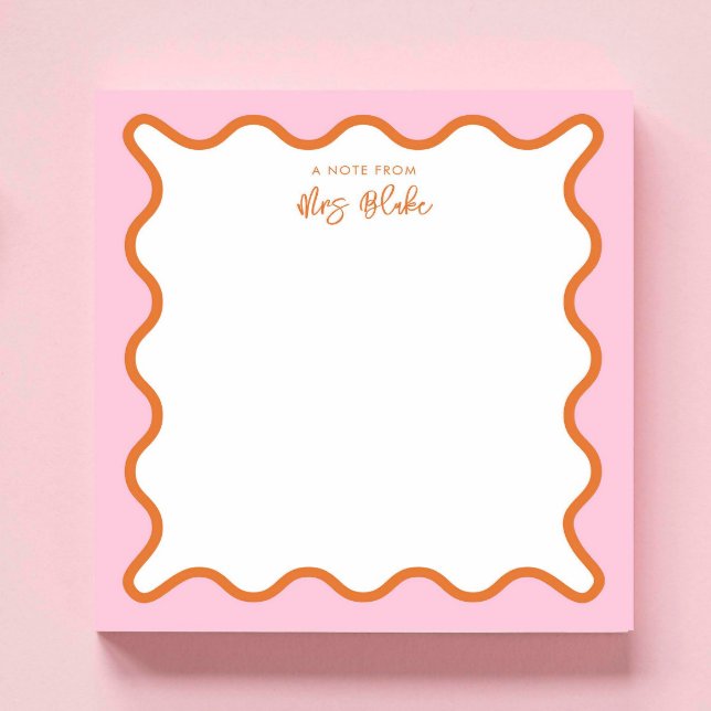 Teacher Appreciation Pink Orange Wavy Notepad (Creator Uploaded)