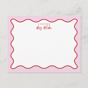 Teacher Appreciation Pink Red Wavy Card
