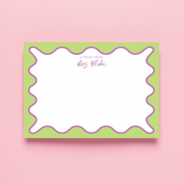 Teacher Appreciation Purple Green Wavy Notepad (Creator Uploaded)